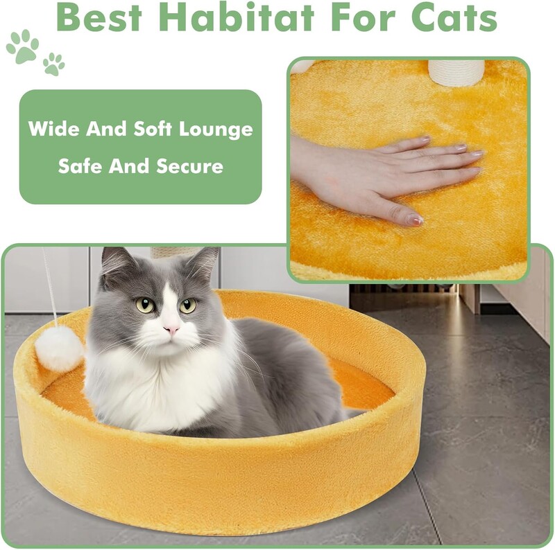 Ant kačių medžio grindų kabantis rutulys su braižymo stulpu Naminiai butas Daugiasluoksnis laipiojimo stulpas Kačių miegantis lizdas kačiuko laipiojimo žaislas