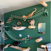 Cadre d`escalade freska en bois pour chat, échelle en sisal, meubles animaux de compagnie, hamac chat, table ronde diabétique