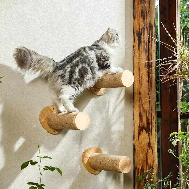 Cadre d'escalade mural en bois pour chat, échelle en sisal, meubles animaux de compagnie, hamac chat, table ronde diabétique