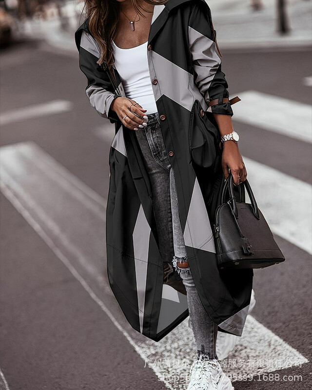 Jachetă transfrontalieră de damă europeană și americană cu glugă 