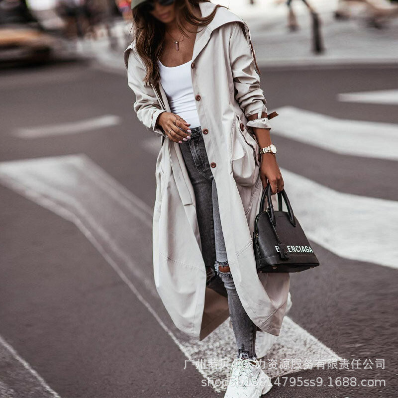 Jachetă transfrontalieră de damă europeană și americană cu glugă 