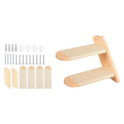 Pie sienas stiprināmas kaķa kāpnes, grozāmas sizala virves Kaķu kāpnes Koka kaķu koks nagu asināšanai un mājdzīvnieku atpūtai L2T7