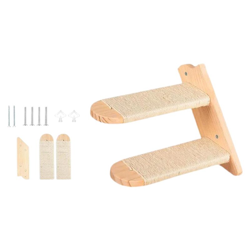 Pie sienas stiprināmas kaķa kāpnes, grozāmas sizala virves Kaķu kāpnes Koka kaķu koks nagu asināšanai un mājdzīvnieku atpūtai L2T7