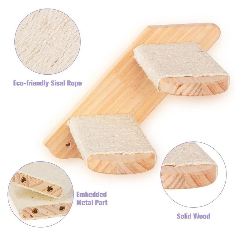 Pie sienas stiprināmas kaķa kāpnes, grozāmas sizala virves Kaķu kāpnes Koka kaķu koks nagu asināšanai un mājdzīvnieku atpūtai L2T7