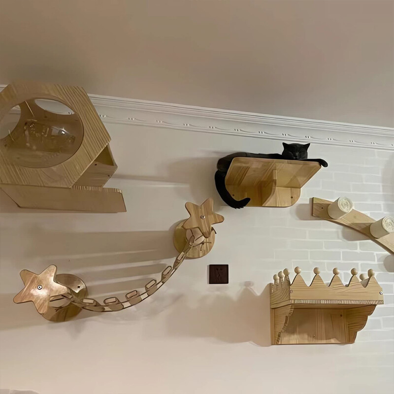 Katės tiltas katėms narvas Sizalio medinės virvinės kopėčios naminių gyvūnėlių baldai kačiuko laiptelis draskytuvas kačiuko žaislai medis įvairių dydžių