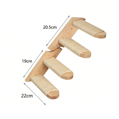 Perete de cățărat pentru pisici Arborele de pisică Raft plutitor cu scară de frânghie sisal Casă din lemn Hamac Pisicuță Scară pentru dormit și odihnă