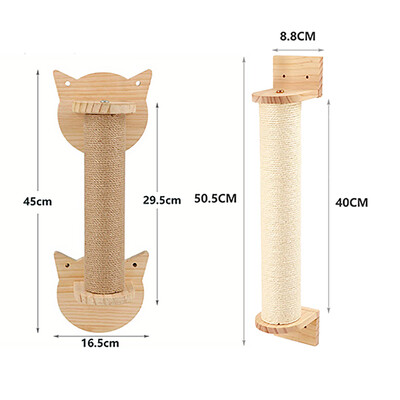 Mobilier din lemn masiv montat pe perete pentru pisici Scară de urcat stinghii Hamac pentru pisici cu stâlp de zgâriere pentru activități în interior
