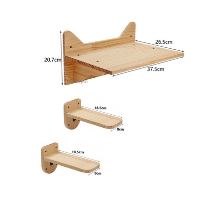 Mobilier din lemn masiv montat pe perete pentru pisici Scară de urcat stinghii Hamac pentru pisici cu stâlp de zgâriere pentru activități în interior