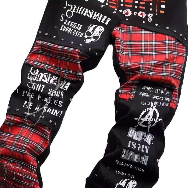 Nauji Korėjos jaunimo lygos to paties stiliaus vyriški, lengvi, tampri, kniediniai, hiphopo maži tiesūs džinsai