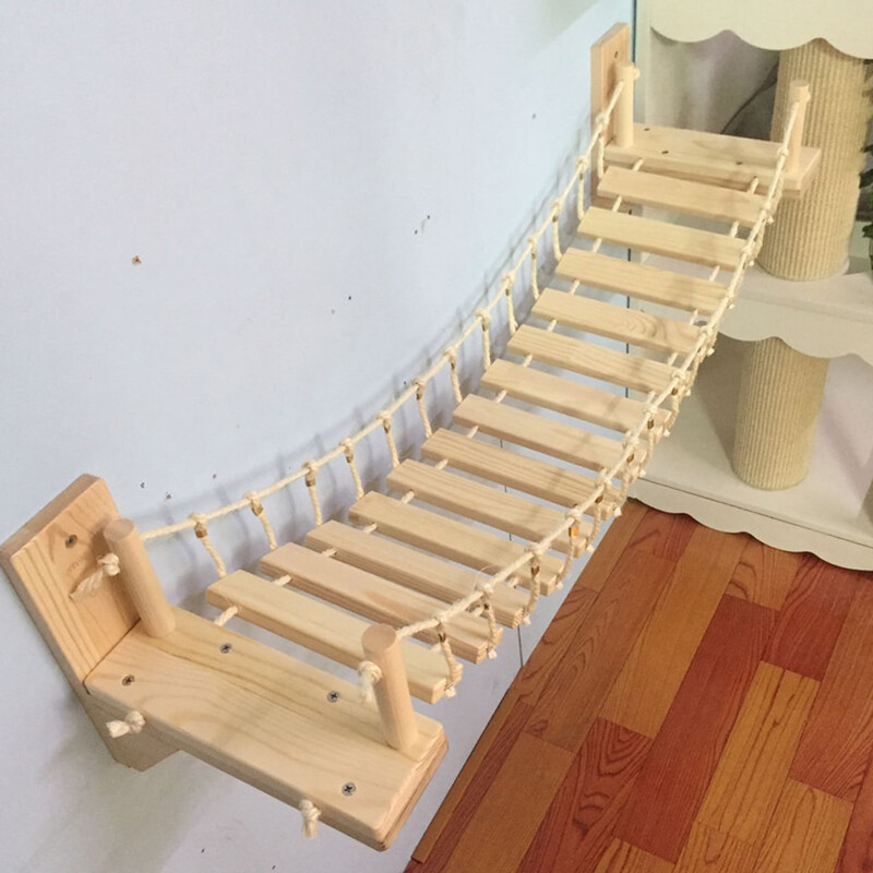 100 CM pie sienas stiprināms Cat Bridge Lager kāpšanas koka sizala kāpņu rāmis mājdzīvnieku iekštelpu mēbeles kaķu laktas kaķēnu gulēšanai