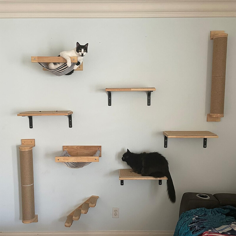 Mobilier de perete pentru pisici Cadru de catarare Montat pe perete din sisal Scara pentru zgarieturi pentru pisici de interior Pedale de cuib pentru pisici Pisici Joaca si dorm