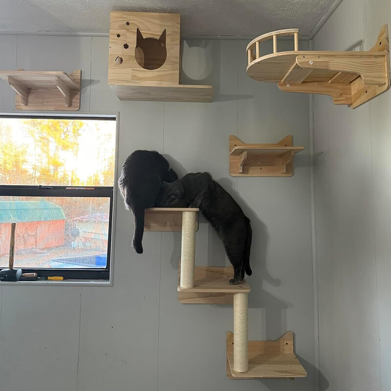 Mobilier de perete pentru pisici Cadru de catarare Montat pe perete din sisal Scara pentru zgarieturi pentru pisici de interior Pedale de cuib pentru pisici Pisici Joaca si dorm