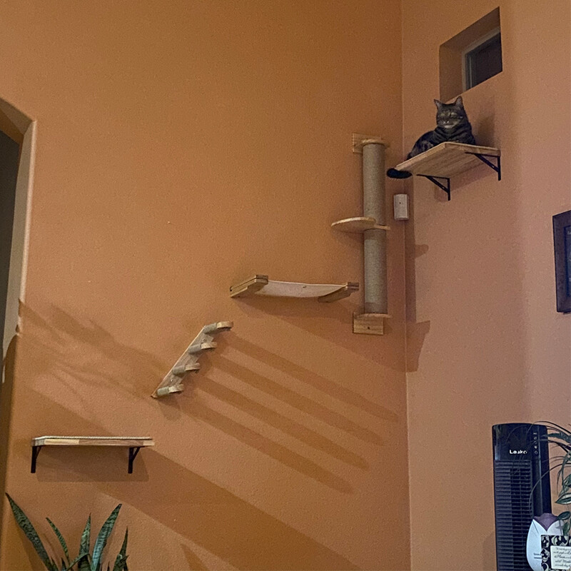 Mobilier de perete pentru pisici Cadru de catarare Montat pe perete din sisal Scara pentru zgarieturi pentru pisici de interior Pedale de cuib pentru pisici Pisici Joaca si dorm