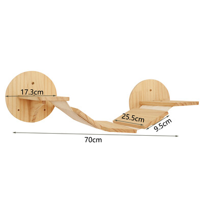 Ant sienos tvirtinamas kačių laipiojimo medinės lentynos kačių hamakas su šokinėjimo platforma arba įbrėžimu, skirtas katėms žaisti ir miegoti