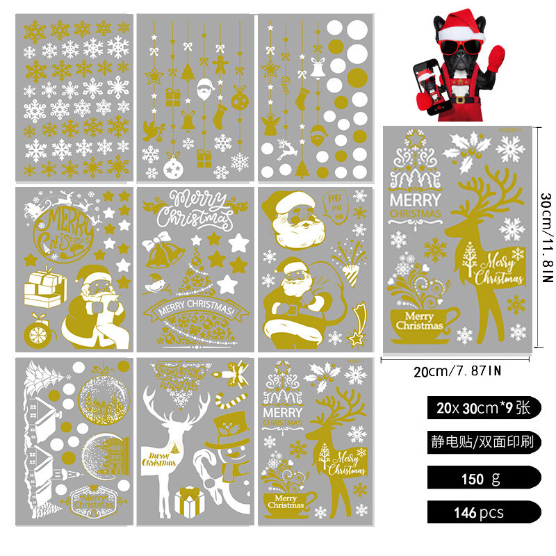 Autocolante pentru ferestre de Crăciun Cross Border Magazin Mall Vitrine Sticla Festive Decorare Electrostatică Autocolante de perete