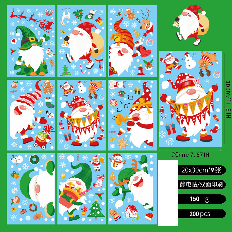 Autocolante pentru ferestre de Crăciun Cross Border Magazin Mall Vitrine Sticla Festive Decorare Electrostatică Autocolante de perete