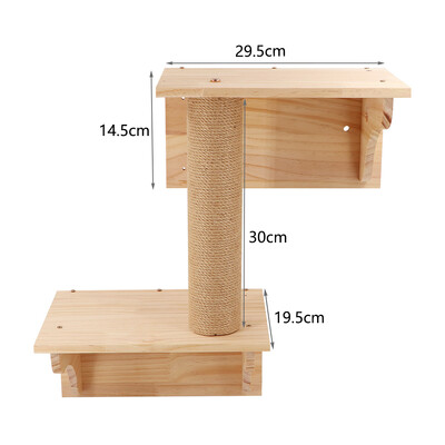 Koka kaķu māja kāpšanai uz peldoša plaukta pie sienas piestiprināta kaķēnu villa guļam un atpūtai sienas mēbelēm
