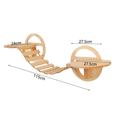 Koka kaķu māja kāpšanai uz peldoša plaukta pie sienas piestiprināta kaķēnu villa guļam un atpūtai sienas mēbelēm