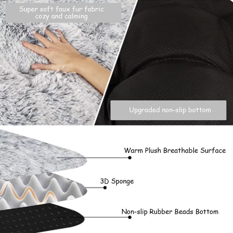 Covoraș pătrat cu grămadă lungă pentru animale de companie Casă pentru pisici pentru câini Pat pentru câini Covoraș detașabil, cu fundul anti-alunecare, canapea pentru somn adânc, iarnă, paturi calde pisici