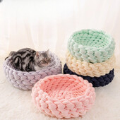 Karštai parduodami medvilnės ir stambios vilnos įdaryti rankų darbo austi naminių kačių lizdai gali būti skalbiami mašinoje ir skalbiami šunims ir katėms