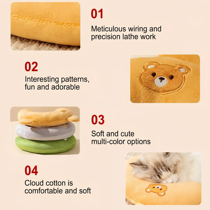 Nou 1/3 buc perne pentru pisici pentru pisici, câini, pernă liniștitoare, pernă pentru gât, pentru cățeluși și pisici, pernă drăguță lavabilă