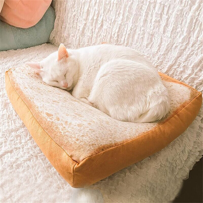 Pâine prăjită creativă Pernă de pat pentru pisici Cățeluș cald Cuib de pisicuță Covoraș de dormit pentru animale de companie Husă detașabilă Saltea pentru canisa câini de talie mică