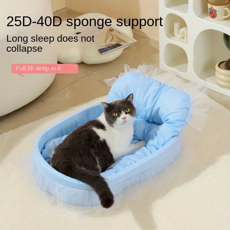 Mājīga visu sezonu kaķu gulta — nepiedegoša kažokāda, sūkļa materiāls, māksliniecisks dizains kaķēniem un maziem suņiem