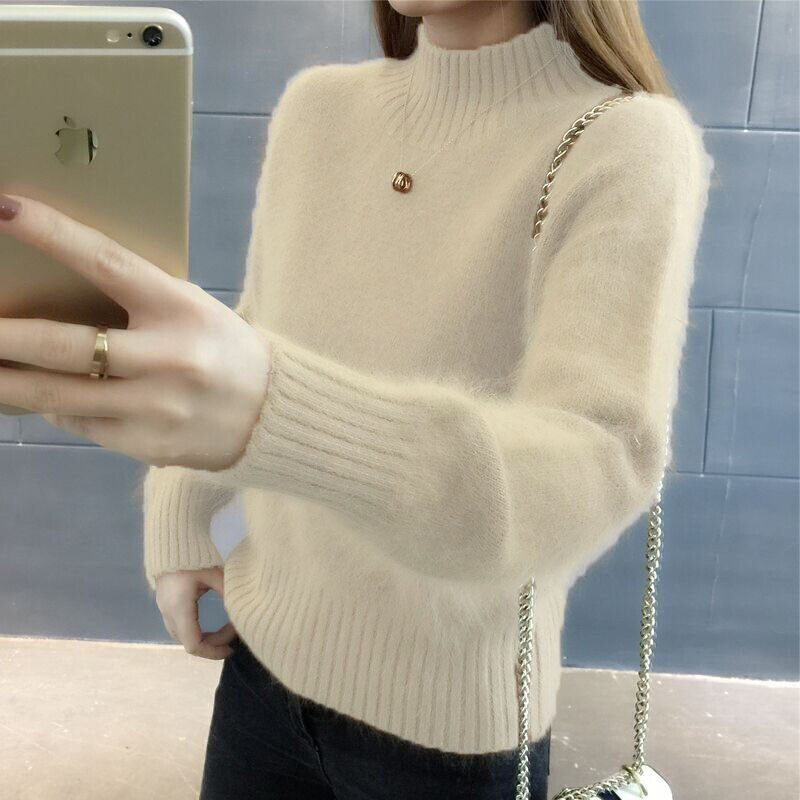 2024 m. ruduo ir žiema plius aksominis laisvas audinės megztinis aksominis naujas megztas megztinis moteriškas madingas megztinis golfu