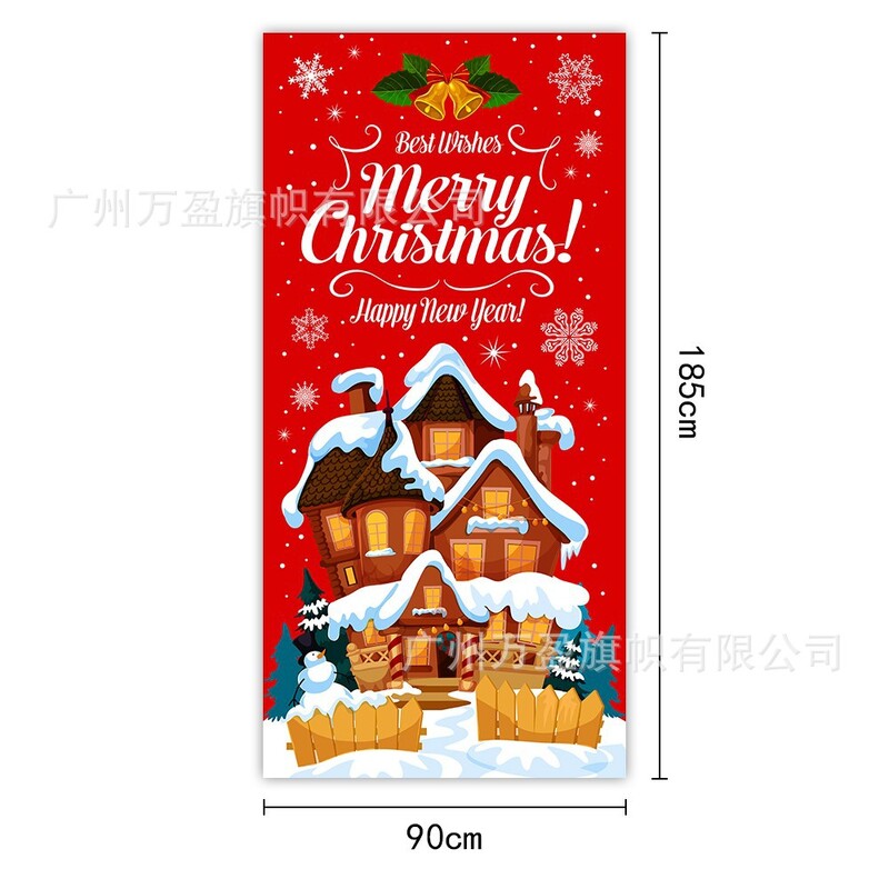 2024. gada jauns produkts Ziemassvētku durvju aizkaru karogs āra foto Ziemassvētku vecīša un kucēna fona apģērbs