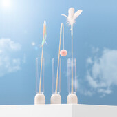 Teaser elastic pentru pisici Minge de pluș roz Jucărie interactivă din lemn pentru pisici cu pene Jucării interactive pentru pisici.