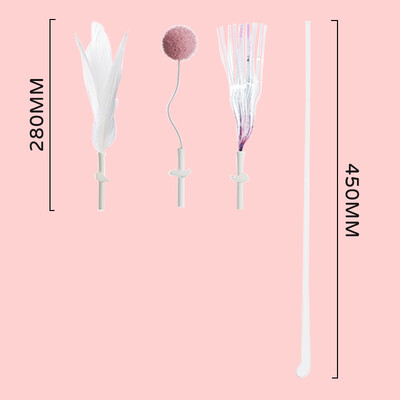 Teaser elastic pentru pisici Minge de pluș roz Jucărie interactivă din lemn pentru pisici cu pene Jucării interactive pentru pisici.