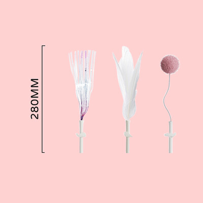 Teaser elastic pentru pisici Minge de pluș roz Jucărie interactivă din lemn pentru pisici cu pene Jucării interactive pentru pisici.