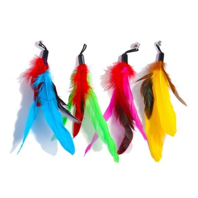 Naminių kačių žaislų plunksnų pakaitinė galvutė erzinanti katės meškerė, meškerė, vikšras, erzinantis katės žaislų rinkinys 11 vnt.