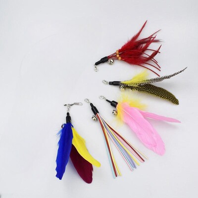 Naminių kačių žaislų plunksnų pakaitinė galvutė erzinanti katės meškerė, meškerė, vikšras, erzinantis katės žaislų rinkinys 11 vnt.