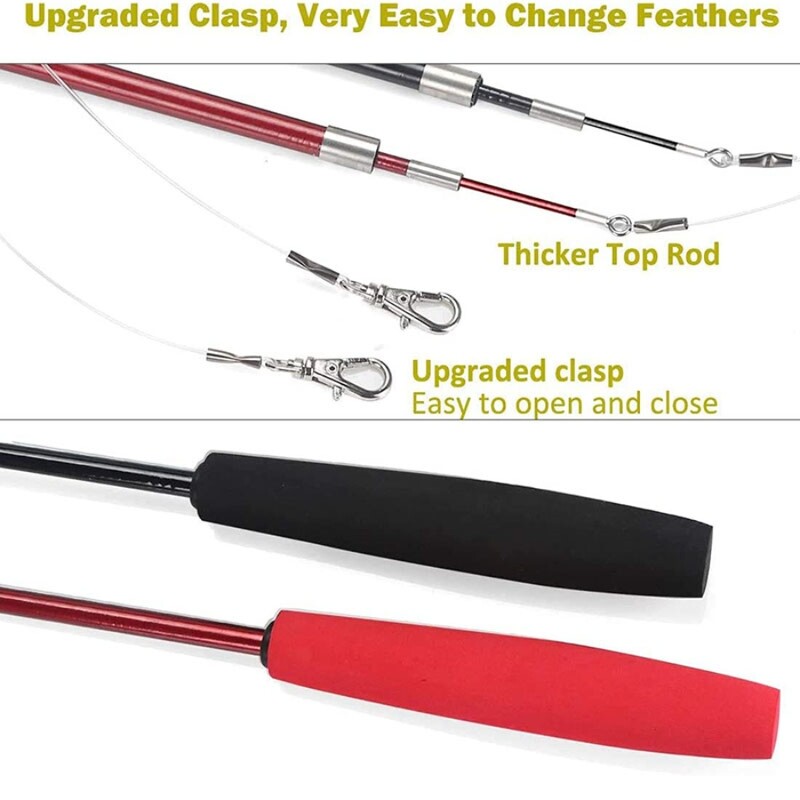 Naminių kačių žaislų plunksnų pakaitinė galvutė erzinanti katės meškerė, meškerė, vikšras, erzinantis katės žaislų rinkinys 11 vnt.