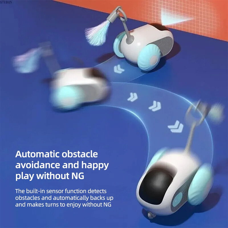 „Turbo Tail Cat“ žaislas trijų režimų interaktyvus elektroninis „Smart Cat“ žaislas nuotolinio valdymo pultas Įkraunamas automatinis judančios katės pratimas