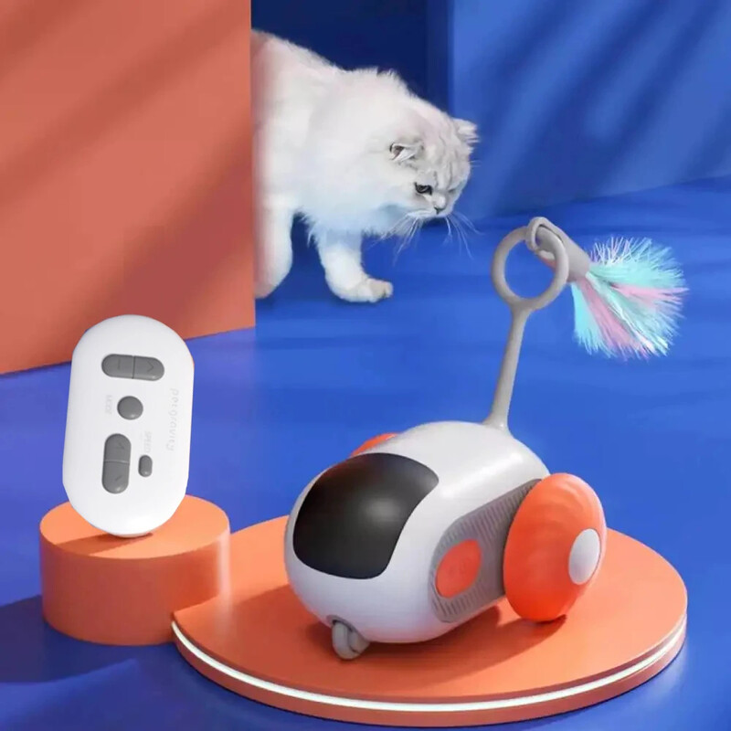 „Turbo Tail Cat“ žaislas trijų režimų interaktyvus elektroninis „Smart Cat“ žaislas nuotolinio valdymo pultas Įkraunamas automatinis judančios katės pratimas