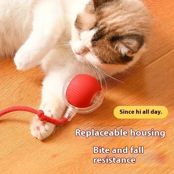 Cat Interactive Ball Toy Αυτόματο Rolling Ball Faux Tail Rechargeable Smart Pet Electric Toy Dog Training Cat Imitate Mouse