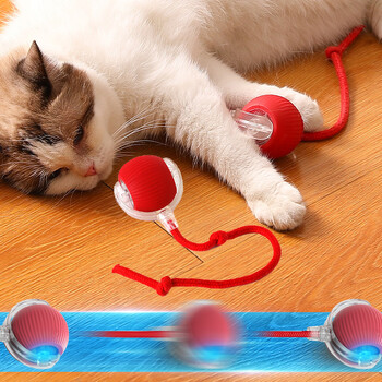 Cat Interactive Ball Toy Αυτόματο Rolling Ball Faux Tail Rechargeable Smart Pet Electric Toy Dog Training Cat Imitate Mouse