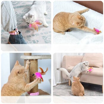 SWEETHOME PET Cat Teaser Stick Pet Collar With Bells Feather Устойчива на ухапване въдица за котки на закрито СИЛИКОНОВА