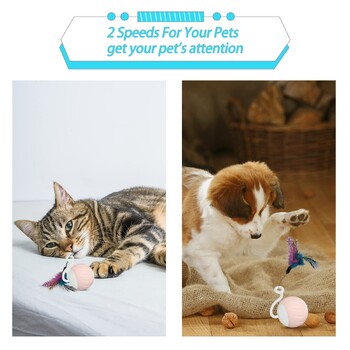 Котешки играчки, Turbo Tail Popper Cat Toy 2-скоростна интерактивна Turbo Tail Mouse Cat Ball Toy Сензорно управление и управление на звука Smart Star