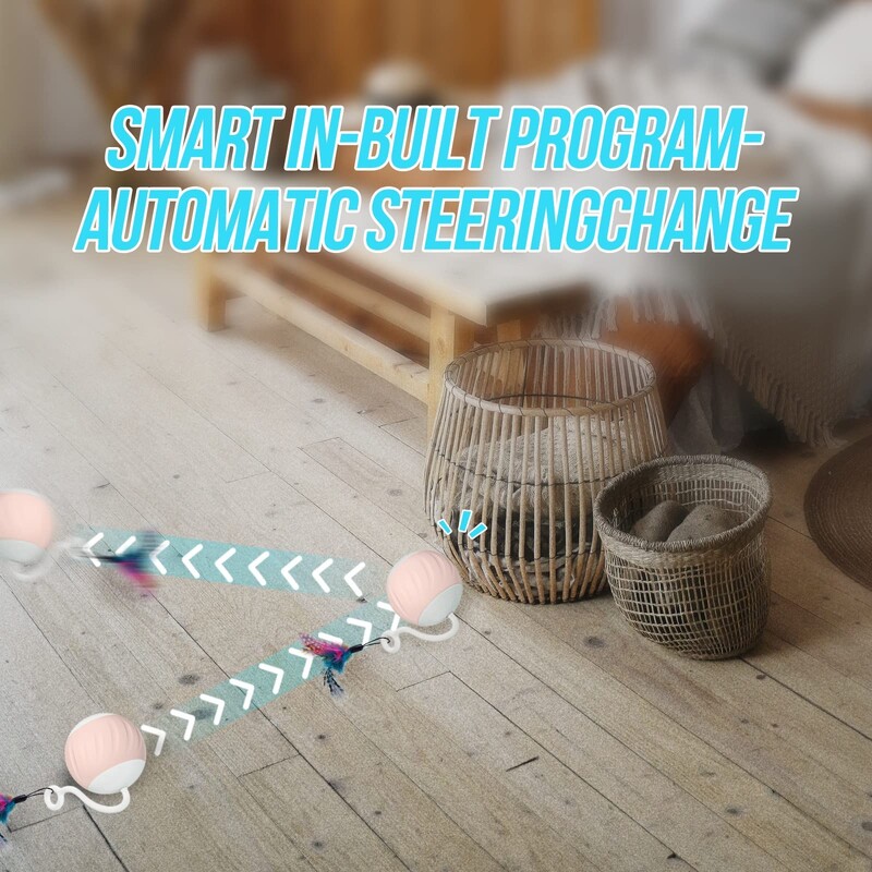 Žaislai katėms, turbo uodegos spaudimo katės žaislas 2 greičių interaktyvus turbo uodegos pelė katės rutulinis žaislas jutiklinis valdymas ir garso valdymas Smart Star