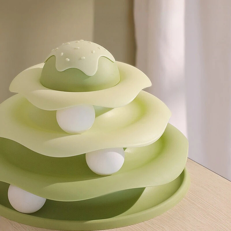 Kačių bėgimo žaislai Trijų sluoksnių kačių patefonas su kamuoliu intelektu Treniruojantis takelis interaktyvūs žaislai naminių gyvūnėlių nuobodulį mažinantys reikmenys