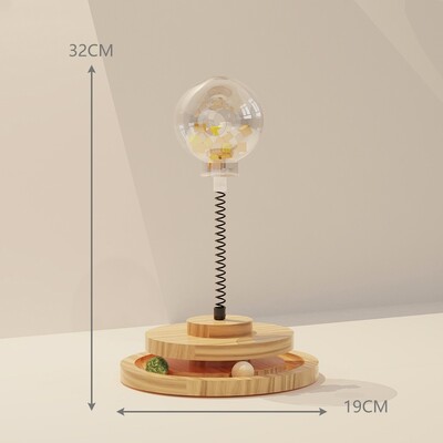 Placă turnantă din lemn masiv, jucării pentru pisici.