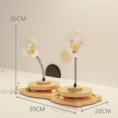 Placă turnantă din lemn masiv, jucării pentru pisici.