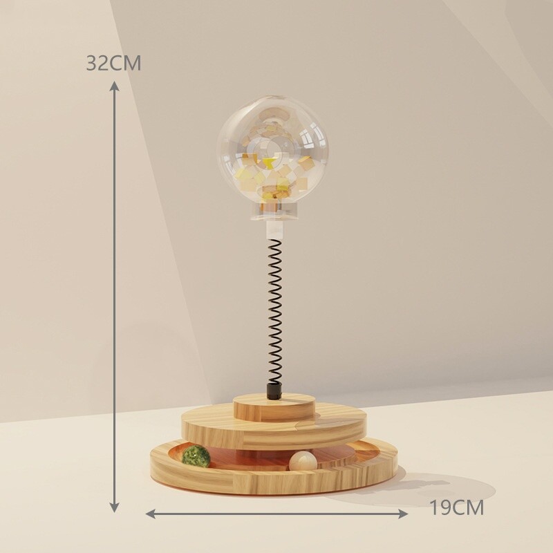 Placă turnantă din lemn masiv, jucării pentru pisici.