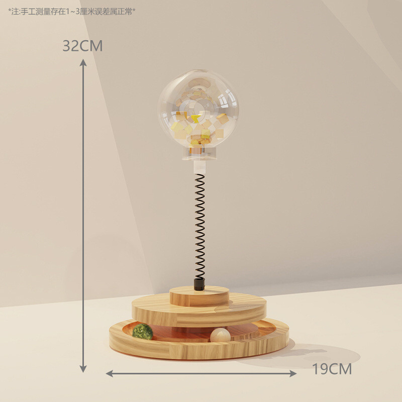 Placă turnantă din lemn masiv, jucării pentru pisici.