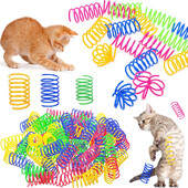 4/200 vnt. kačių spyruoklinis žaislas, kačių spiraliniai žaislai, interaktyvūs, skirti spalvingoms katėms patalpose, plastikinių spyruoklių ritė, skirta kačiukams medžioti.