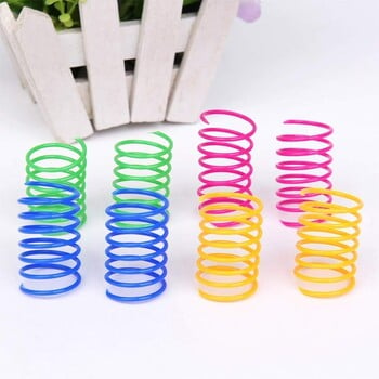 4/200Pcs Cat Spring Toy, Cat Spiral Toys Interactive for Indoor Colorful Cats Coil Plastic Springs for Kitten Hunting Swatting