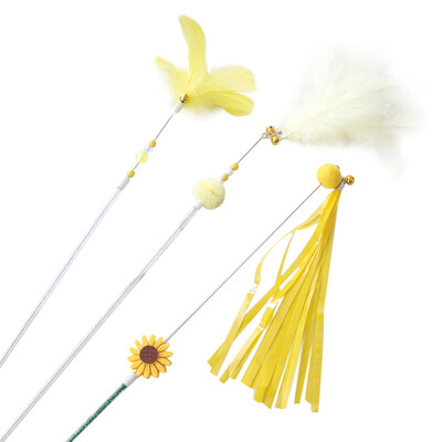 3GB Kaķu ķircināšanas nūjiņas Mājdzīvnieku rotaļlieta Viltus spalvas Kaķēnu ķircinātājs Stick Cat Interaktīva rotaļlieta Mājdzīvnieka vajāšanas rotaļlieta Kaķu ķircinātāji Mājdzīvnieku spieķi Rotaļlietas